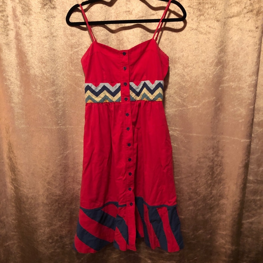 Anthropologie red strap carnival dress 4